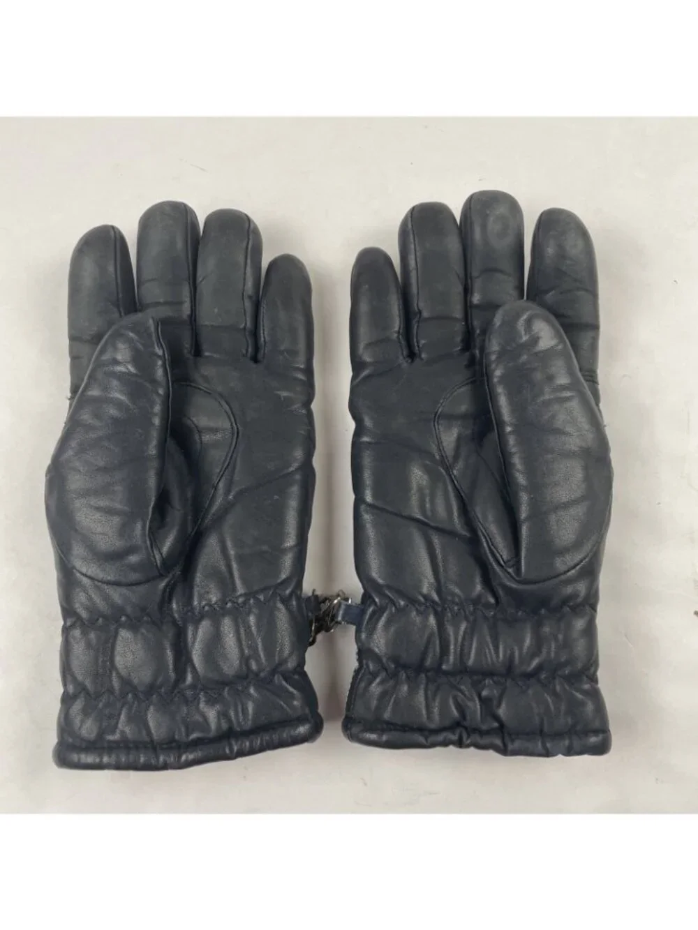 Grandoe Genuine Leather Ski Gloves  Women’s L Blue Faux Fur Lined Korea Vintage